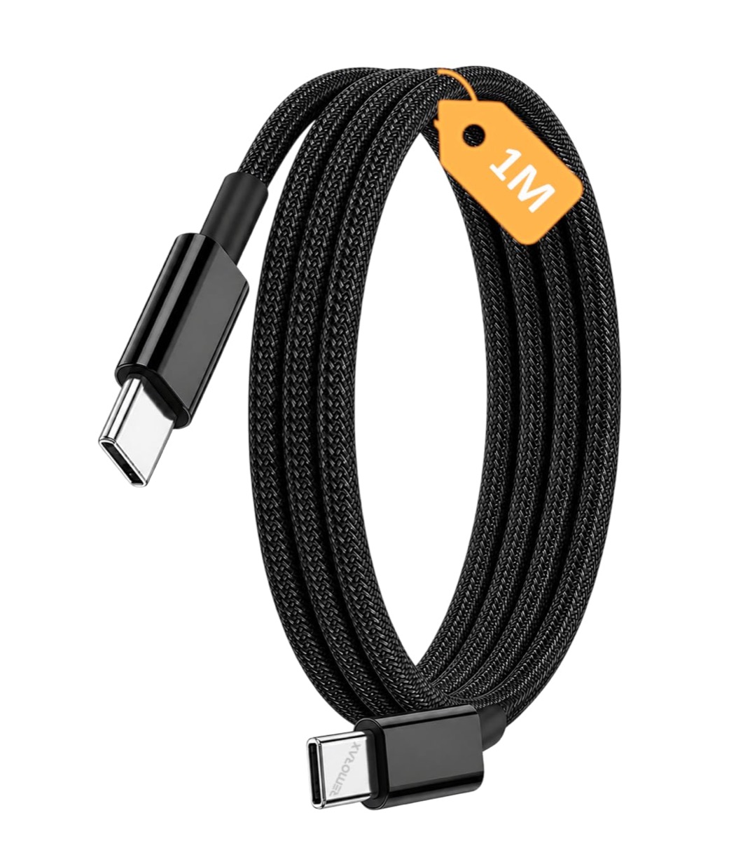 USB-C to USB-C 60W PD Örgülü Şarj Kablosu 1 m